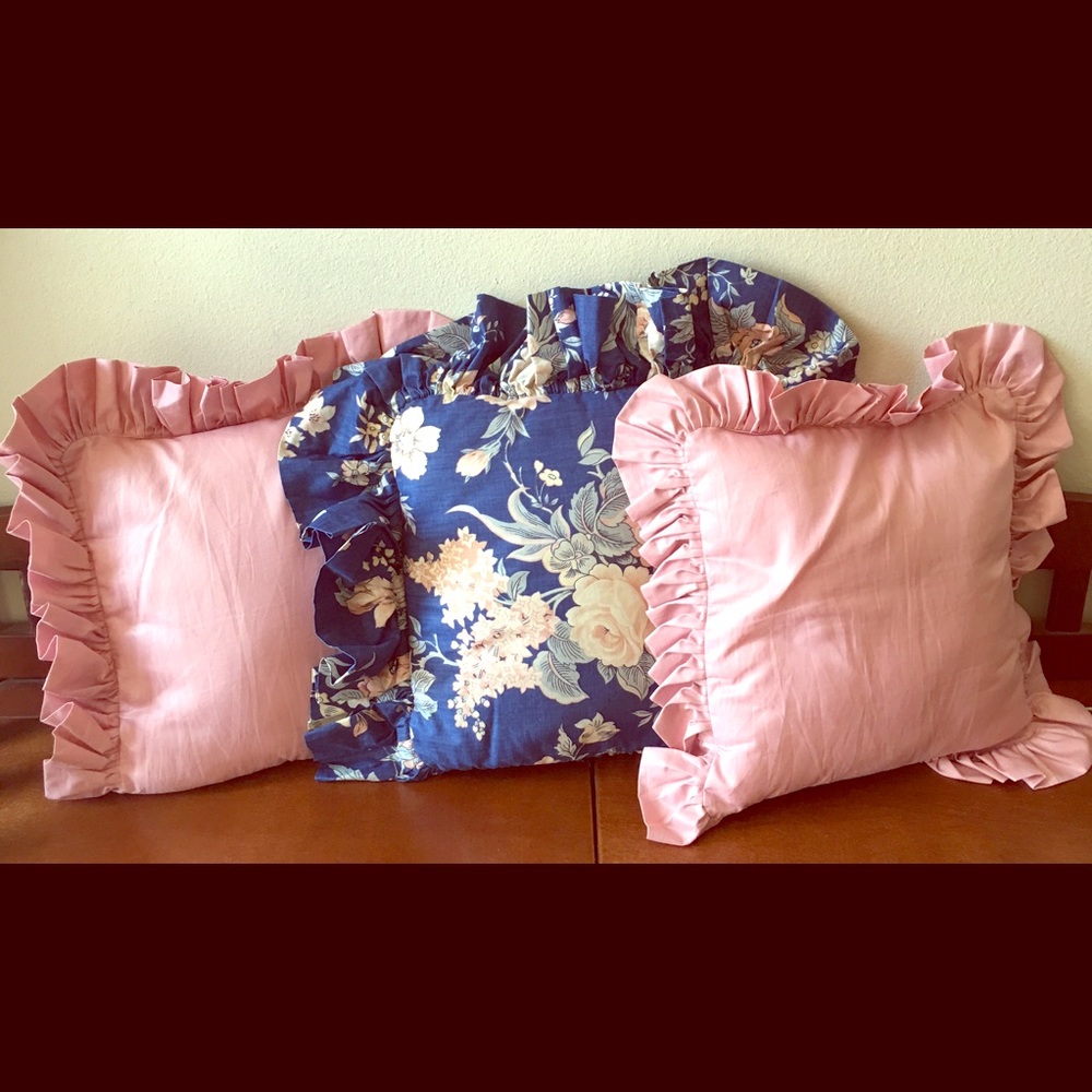 SOLD Decorative Throw Pillows Ruffle Floral Pink